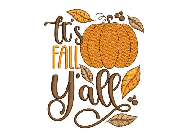 It's Fall Y'all Embroidery Design, 4 sizes, Instant Download Embroidery/Applique DESIGNS Nino Nadaraia 