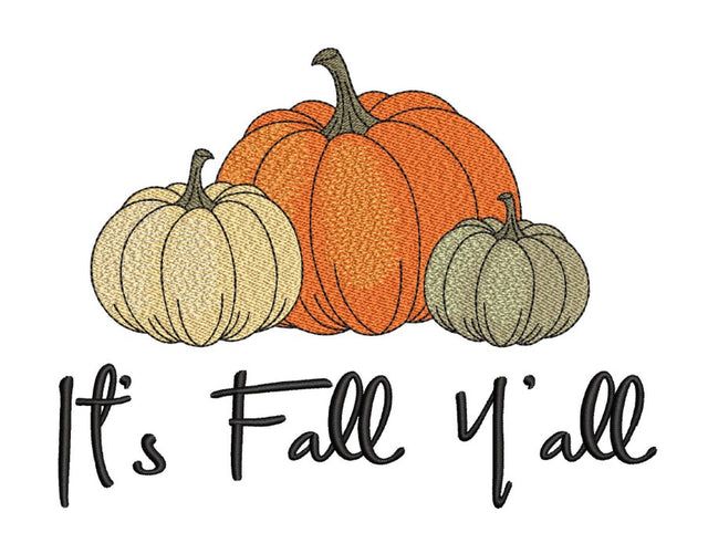It's Fall Y'all Embroidery Design, Thanksgiving Embroidery File, Autumn Embroidery Design, 4 sizes, Instant Download Embroidery/Applique DESIGNS Nino Nadaraia 