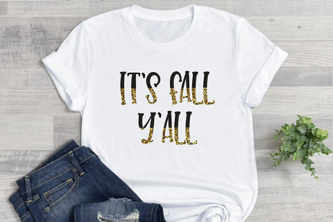 It's Fall Y'all Gold Half Leopard PNG | Fall Sublimation Sublimation B Renee Design 