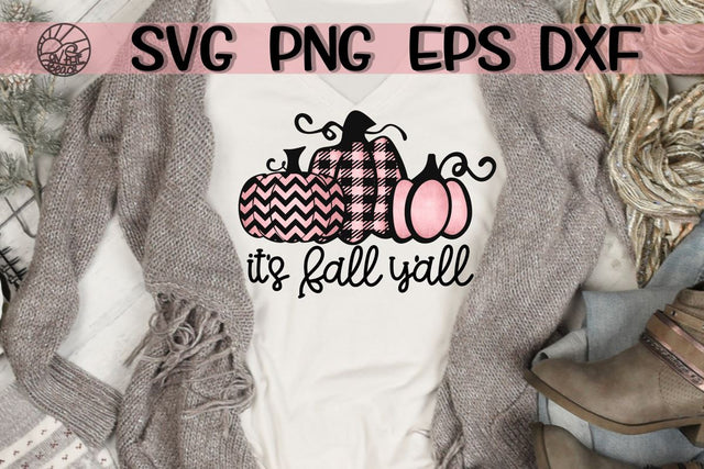 It's Fall Y'all - Pink Pumpkins - SVG - DXF - EPS - PNG SVG On the Beach Boutique 