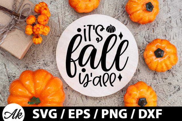 It's fall y'all Round Sign SVG akazaddesign 