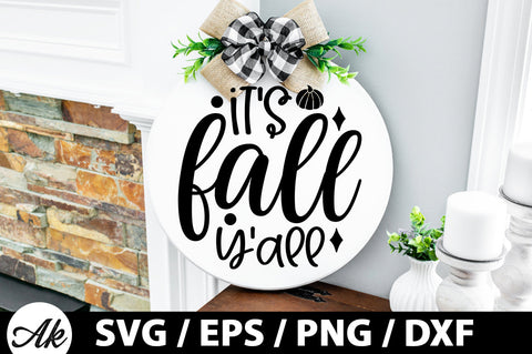 It's fall y'all Round Sign SVG akazaddesign 