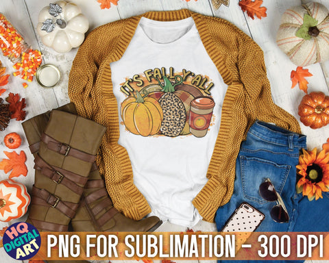 It's Fall Y'all Sublimation PNG Sublimation HQDigitalArt 