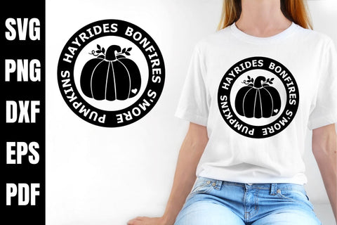 It's Fall Y'all SVG Design - Fall Pumpkins, Hayrides, Bonfires, S'mores SVG SVG Digital Clipart Deals 