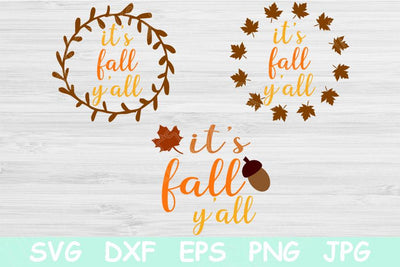 Its Fall Yall Svg, Fall Svg Designs. Fall Saying Svg Files for Cricut. Fall Svg Bundle. Thanksgiving Svg with Leaves, Wreath, Acorn. SVG TiffsCraftyCreations 