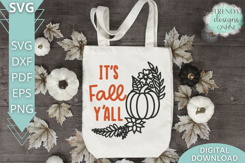 It's Fall Y'all SVG I Fall Floral Pumpkin Wreath SVG SVG Trendy Designs Online 
