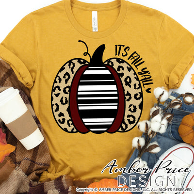 It's Fall Y'all SVG | Leopard print Pumpkin SVG PNG DXF | Fall / Autumn Home Decor SVG | Pumpkin SVGs SVG Amber Price Design 