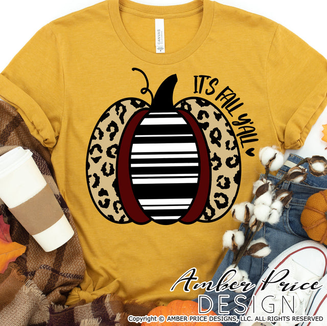 It's Fall Y'all SVG | Leopard print Pumpkin SVG PNG DXF | Fall / Autumn Home Decor SVG | Pumpkin SVGs SVG Amber Price Design 