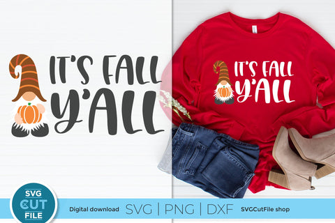 It's Fall Y'all svg with Pumpkin Spice gnome SVG SVG Cut File 