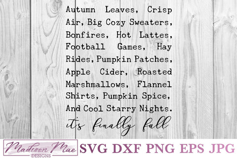 It's Finally Fall, Fall Decor SVG SVG Madison Mae Designs 