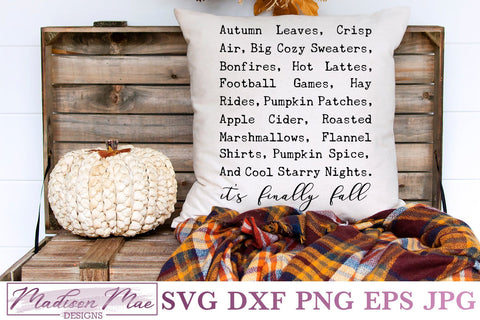 It's Finally Fall, Fall Decor SVG SVG Madison Mae Designs 