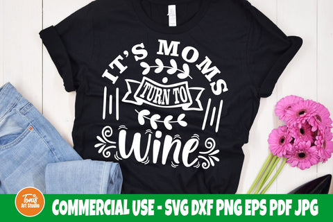 It's moms turn to wine SVG | Wine mom svg | Funny wine saying svg | Wine cut files for cricut, silhouette SVG TonisArtStudio 