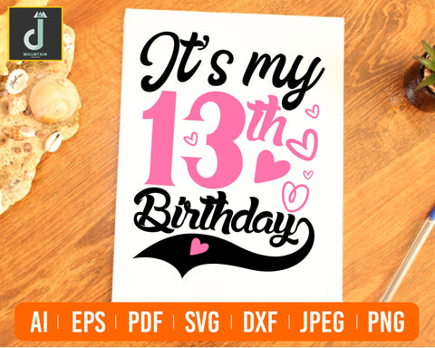 It's My 13th Birthday SVG, It's My Birthday, Thirteenth Birthday, 13 Years Old SVG Alihossainbd 