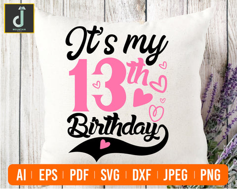 It's My 13th Birthday SVG, It's My Birthday, Thirteenth Birthday, 13 Years Old SVG Alihossainbd 