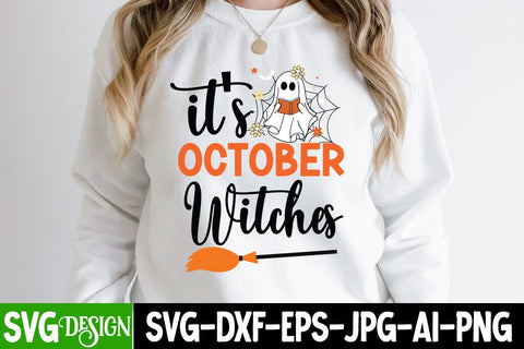 it's October Witches SVG Cut File, it's October Witches SVG Design, Halloween Sublimation PNG, Halloween SVG Bundle,Halloween SVG Quotes,Halloween PNG, Halloween SVG SVG BlackCatsMedia 