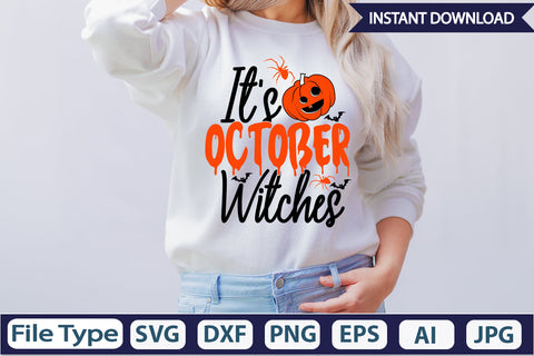 It's October Witches SVG Cut File SVGs,Quotes and Sayings,Food & Drink,On Sale, Print & Cut SVG DesignPlante 503 
