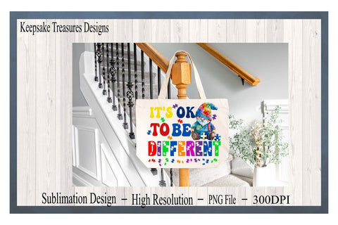 It's Ok To Be Different, Gnome Autism Awareness PNG, Sublimation Design, Digital Download, Autism Awareness Sublimation Keepsake Treasures Designs LLC. 