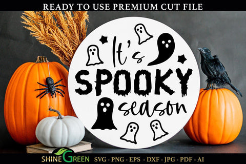 It's Spooky Season | Halloween Round Sign SVG Cut File SVG Shine Green Art 