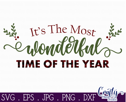 It's The Most Wonderful Time, Christmas Svg, Farmhouse Svg SVG Crafty Mama Studios 