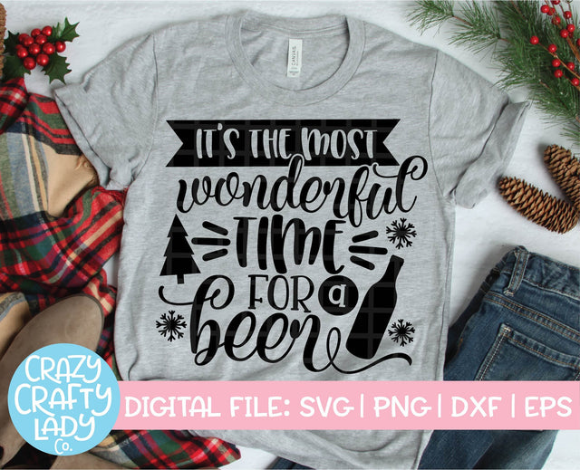 It's the Most Wonderful Time for a Beer | Christmas SVG Cut File SVG Crazy Crafty Lady Co. 