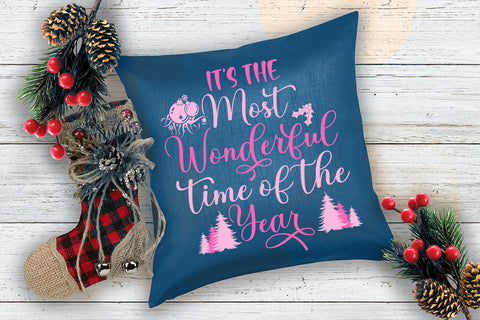 It's the Most Wonderful Time I Pink Christmas Sublimation Sublimation Happy Printables Club 