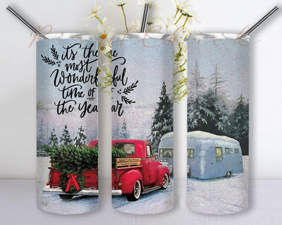 It's The Most Wonderful Time of The Year 20 oz Sublimation Tumbler Wrap PNG Digital File, Christmas Truck Png File Instant Download Sublimation Sublimation PixelChick 