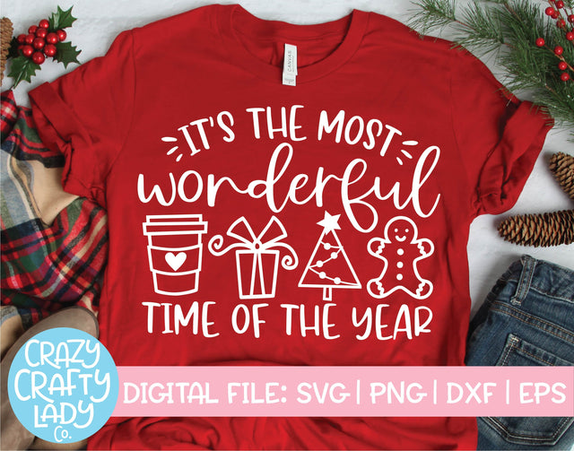 It's the Most Wonderful Time of the Year | Christmas Quote SVG Cut File SVG Crazy Crafty Lady Co. 