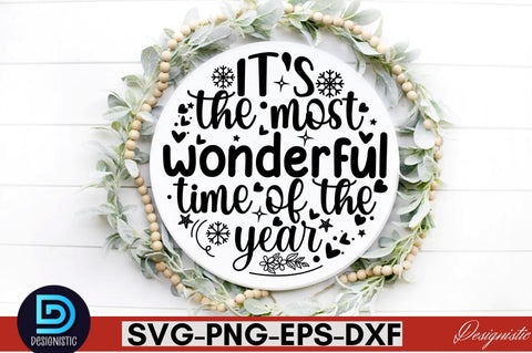 It's the most wonderful time of the year ,Christmas Round Sign SVG Design SVG DESIGNISTIC 