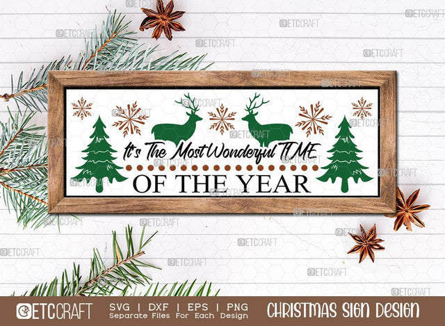 It’s The Most Wonderful Time Of The Year Christmas Sign SVG Cut File | Winter Sign Svg | Farmhouse Sign Svg | Porch Wood Sign Svg | Christmas Door Sign | Horizontal Sign Svg | Christmas Sign Svg | Christmas Wood Sign Design SVG ETC Craft 
