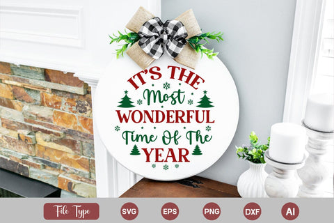 It's The Most Wonderful Time Of The Year Round Sign SVG Cute File SVGs,Quotes and Sayings,Food & Drink,On Sale, Print & Cut SVG DesignPlante 503 