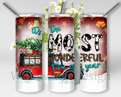 It's The Most Wonderful Time Of The Year Sublimation Png, Merry Christmas 20oz Skinny Tumbler, Christmas Cowhide Leopard Tumbler Png, Christmas Sublimation Design, Instant Download Sublimation WillowSageDesign 