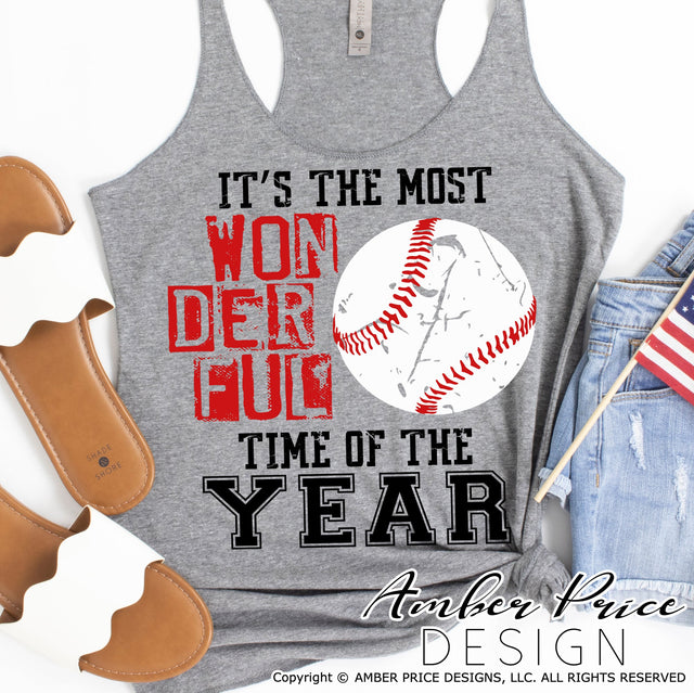 It's the most wonderful time of the year SVG | Baseball Mom SVG | Baseball SVG PNG DXF | Baseball shirt SVG file | Spring SVG | Amber Price Design SVG Amber Price Design 