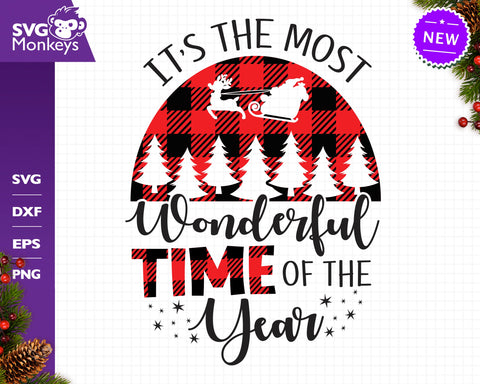 It's The Most Wonderful Time Of The Year Svg, Christmas Svg, Buffalo Plaid Svg SVG SvgMonkeys 