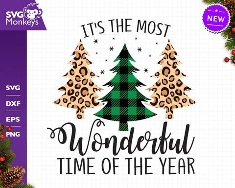 It's The Most Wonderful Time Of The Year Svg, Christmas Trees, Buffalo Plaid Svg, Gepard Print Svg SVG SvgMonkeys 