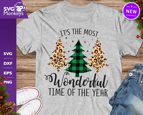 It's The Most Wonderful Time Of The Year Svg, Christmas Trees, Buffalo Plaid Svg, Gepard Print Svg SVG SvgMonkeys 