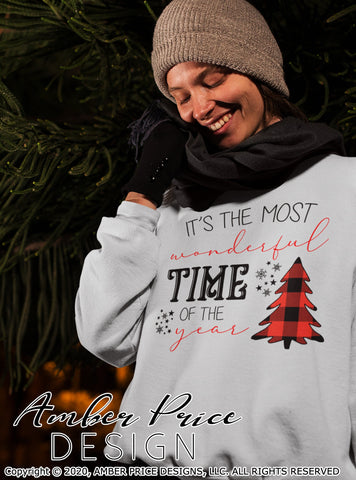 It's the most wonderful time of the year SVG PNG DXF | Buffalo Check Christmas Tree SVG Christmas SVG Winter Shirt SVG | Holiday Home Decor SVGs SVG Amber Price Design 