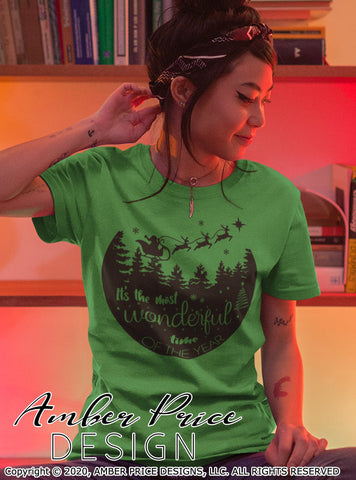 It's the most wonderful time of the year SVG PNG DXF | Santa sleigh with reindeer SVG Christmas SVG Winter Shirt SVG | Holiday Home Decor SVGs SVG Amber Price Design 