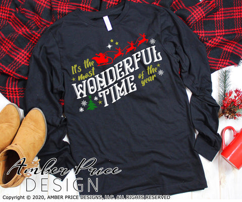 It's the most wonderful time of the year SVG PNG DXF | Santa's sleigh and reindeer SVG Christmas SVG Winter Shirt SVG | Holiday Home Decor SVGs SVG Amber Price Design 