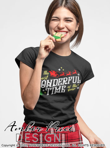 It's the most wonderful time of the year SVG PNG DXF | Santa's sleigh and reindeer SVG Christmas SVG Winter Shirt SVG | Holiday Home Decor SVGs SVG Amber Price Design 