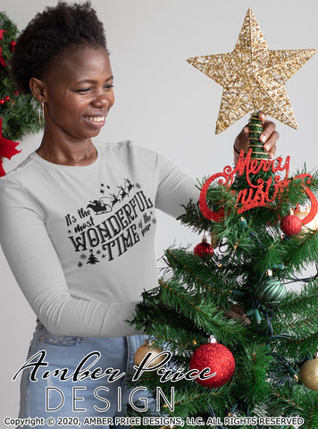 It's the most wonderful time of the year SVG PNG DXF | Santa's sleigh and reindeer SVG Christmas SVG Winter Shirt SVG | Holiday Home Decor SVGs SVG Amber Price Design 
