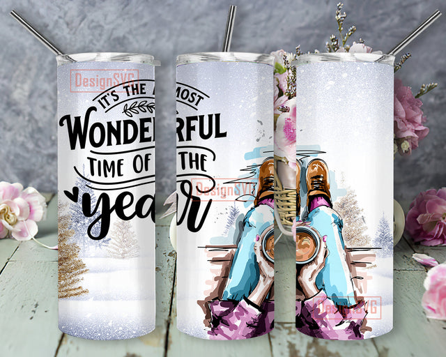 It's The Most Wonderful Time of The Year Tumbler Png, Christmas 20oz Skinny Tumbler, Winter Tumbler Design, Christmas Tree Png, Merry Christmas Sublimation Design, Instant Download Sublimation DesignSVG 