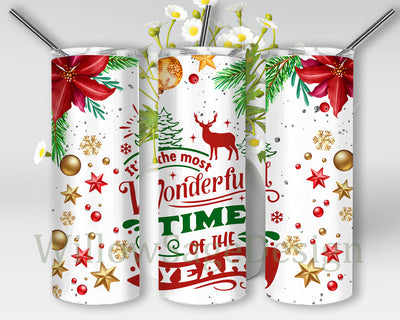 It's The Most Wonderful Time of The Year Tumbler Wrap, Winter Vibes 20oz Skinny Tumbler, Deco Christmas Tumbler Png, Christmas Sublimation Design, Digital Download Sublimation WillowSageDesign 