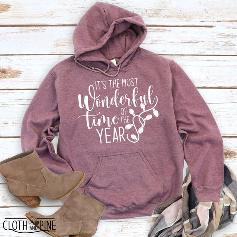 It's The Most Wonderful Time Of The Year with Christmas Lights SVG Cloth and Pine Designs 