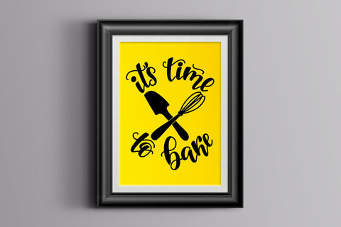 It's time to bake. Kitchen quote SVG hand lettering SVG Yustaf Art Store 
