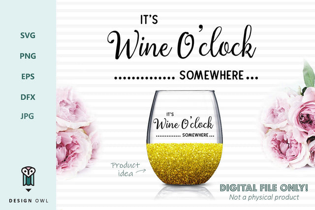 It's wine O'clock SVG Design Owl 