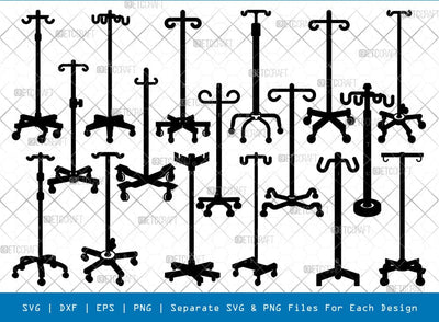 IV Drip Stand Silhouette, Saline Stand SVG, IV Poles Svg, Drip Stand Svg, Blood Bag Stand Svg, Hospital IV Stand Bundle, SB01001 SVG ETC Craft 
