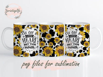 I've Got A Good Heart But This Mouth Sassy Mug Wrap, Funny Sarcastic Press Sublimation Wrap Sublimation PrintingLife 