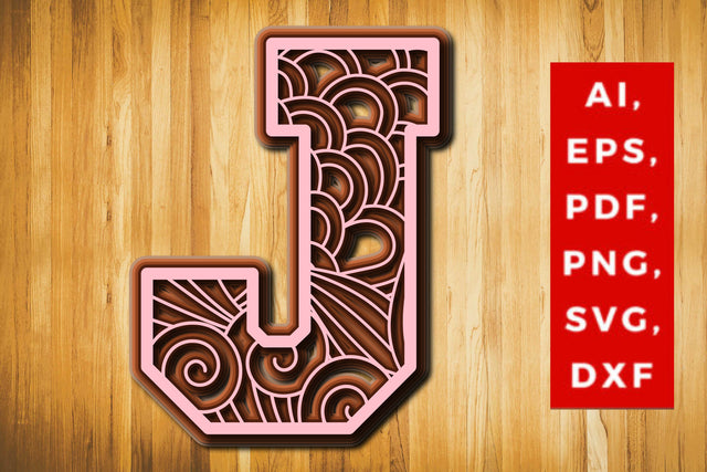 J Layered Floral Alphabet SVG cut file, laser cut alphabet, mandala alphabet, 5 layer SVG MD JOYNAL ABDIN 