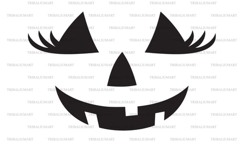 Jack o Lantern Face with Eyelashes SVG TribaliumArtSF 
