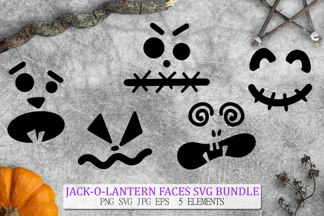 Jack-'O-Lantern Faces SVG Bundle | Pumpkin Faces Clipart SVG Pfiffen's World 
